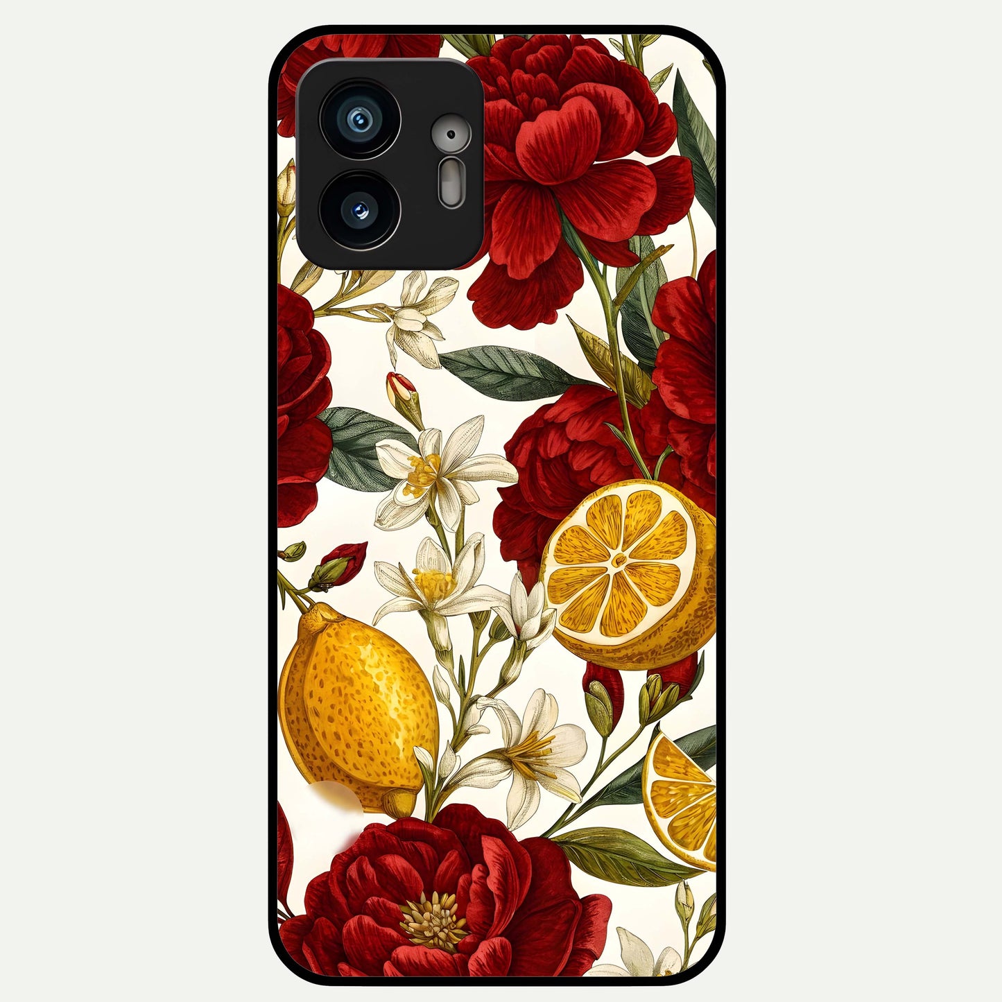  Lemon Rose Charm Glass Case For Nothing Phone 2 back cover – full design glossy printed glass finish