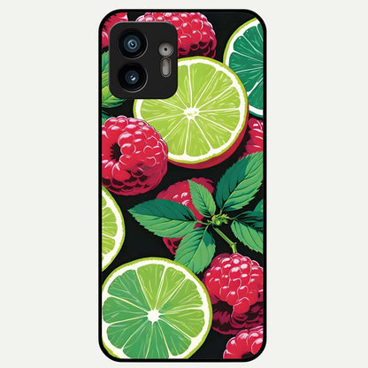  Lime and Raspberry Pattern Glass Case For Nothing Phone 2 back cover – full design glossy printed glass finish