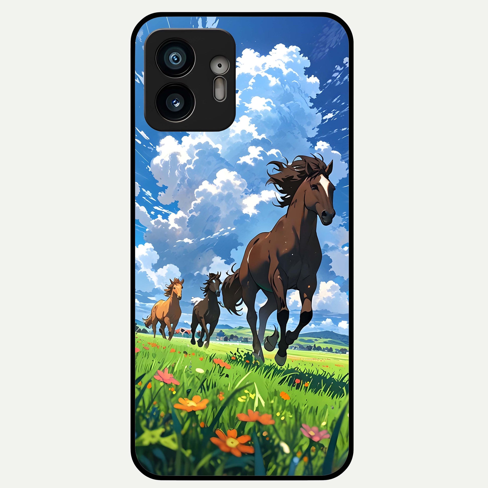  Majestic Horses Galloping Glass Case For Nothing Phone 2 back cover – full design glossy printed glass finish