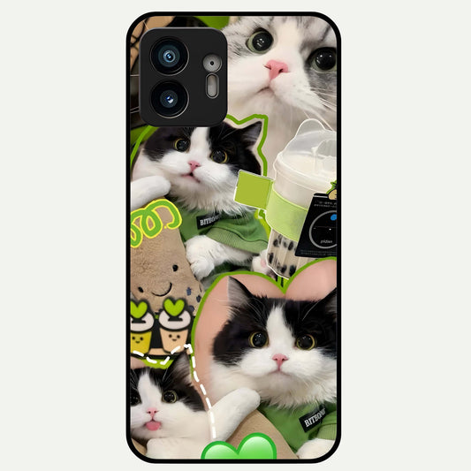  Matcha Cats Mood Glass Case For Nothing Phone 2 back cover – full design glossy printed glass finish