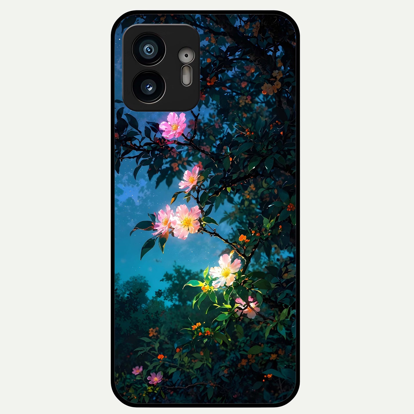  Midnight Bloom Glow Glass Case For Nothing Phone 2 back cover – full design glossy printed glass finish