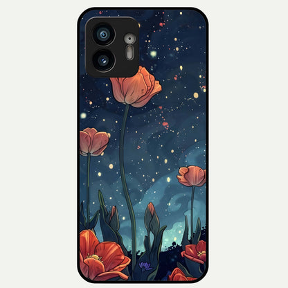  Midnight Tulip Glow Glass Case For Nothing Phone 2 back cover – full design glossy printed glass finish