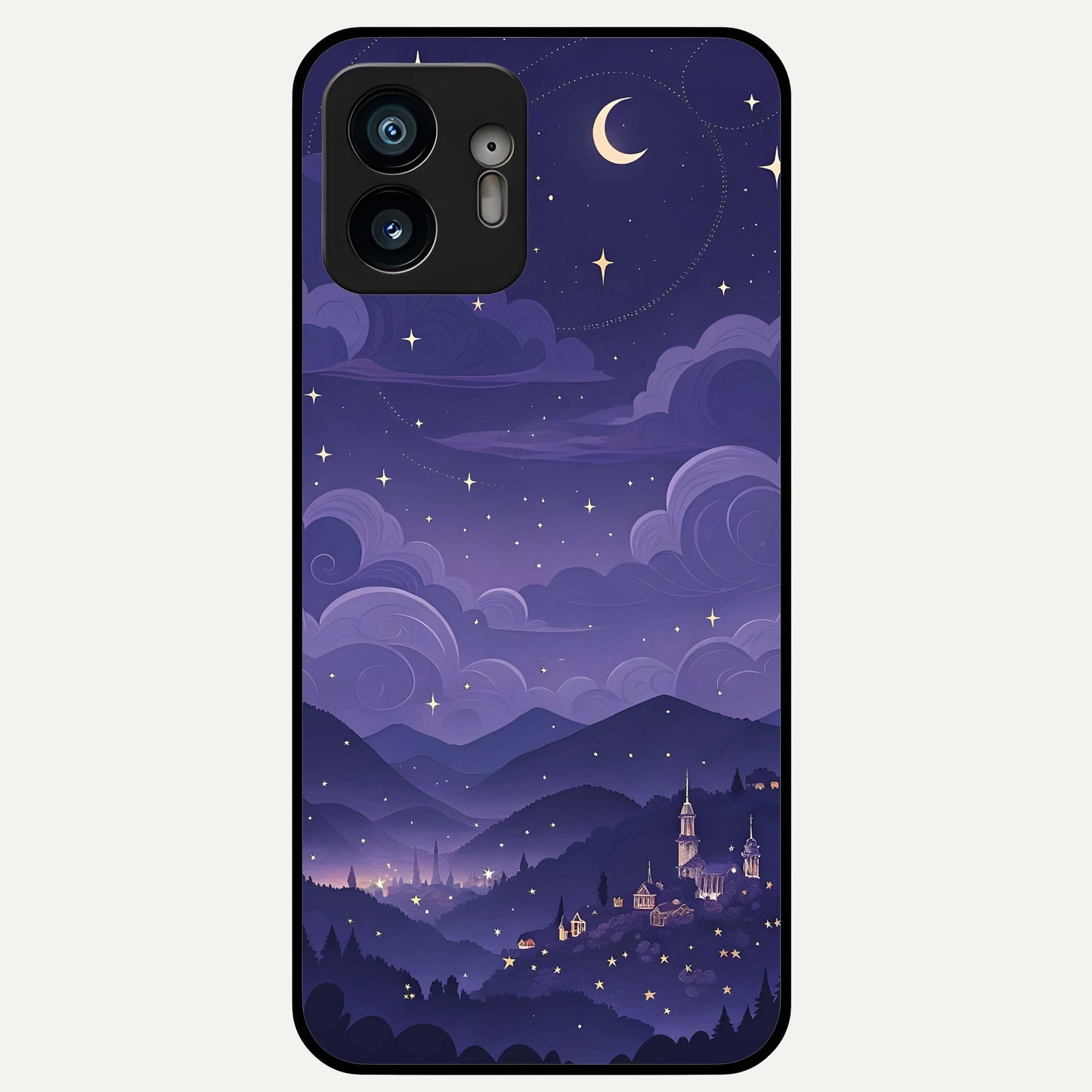  Minimal Night View Glass Case For Nothing Phone 2 back cover – full design glossy printed glass finish