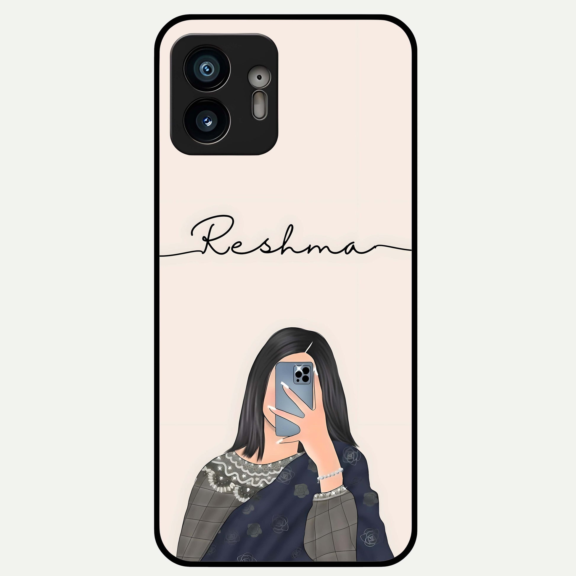  Mirror Mood Muse With Custom Name Glass Case For Nothing Phone 2 back cover – full design glossy printed glass finish