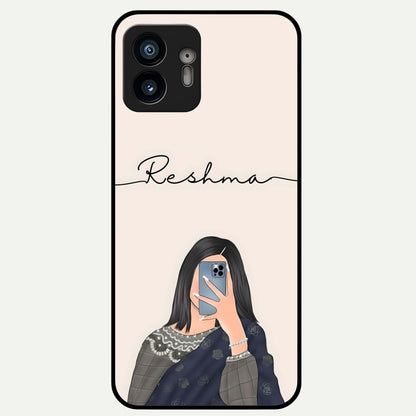  Mirror Mood Muse With Custom Name Glass Case For Nothing Phone 2 back cover – full design glossy printed glass finish