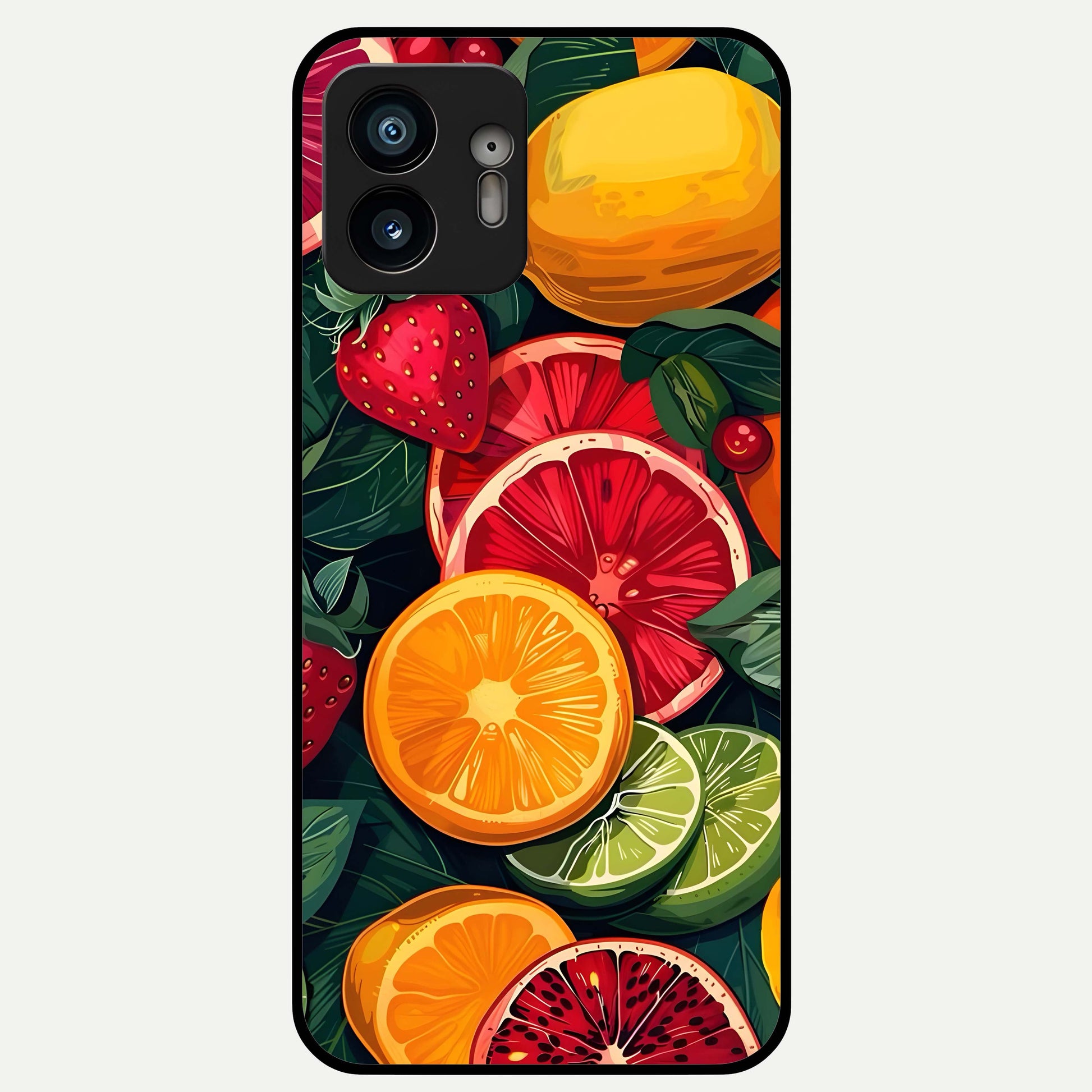  Multiple Fruits Glass Case For Nothing Phone 2 back cover – full design glossy printed glass finish