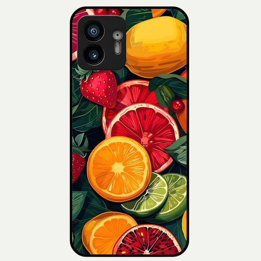  Multiple Fruits Glass Case For Nothing Phone 2 back cover – full design glossy printed glass finish