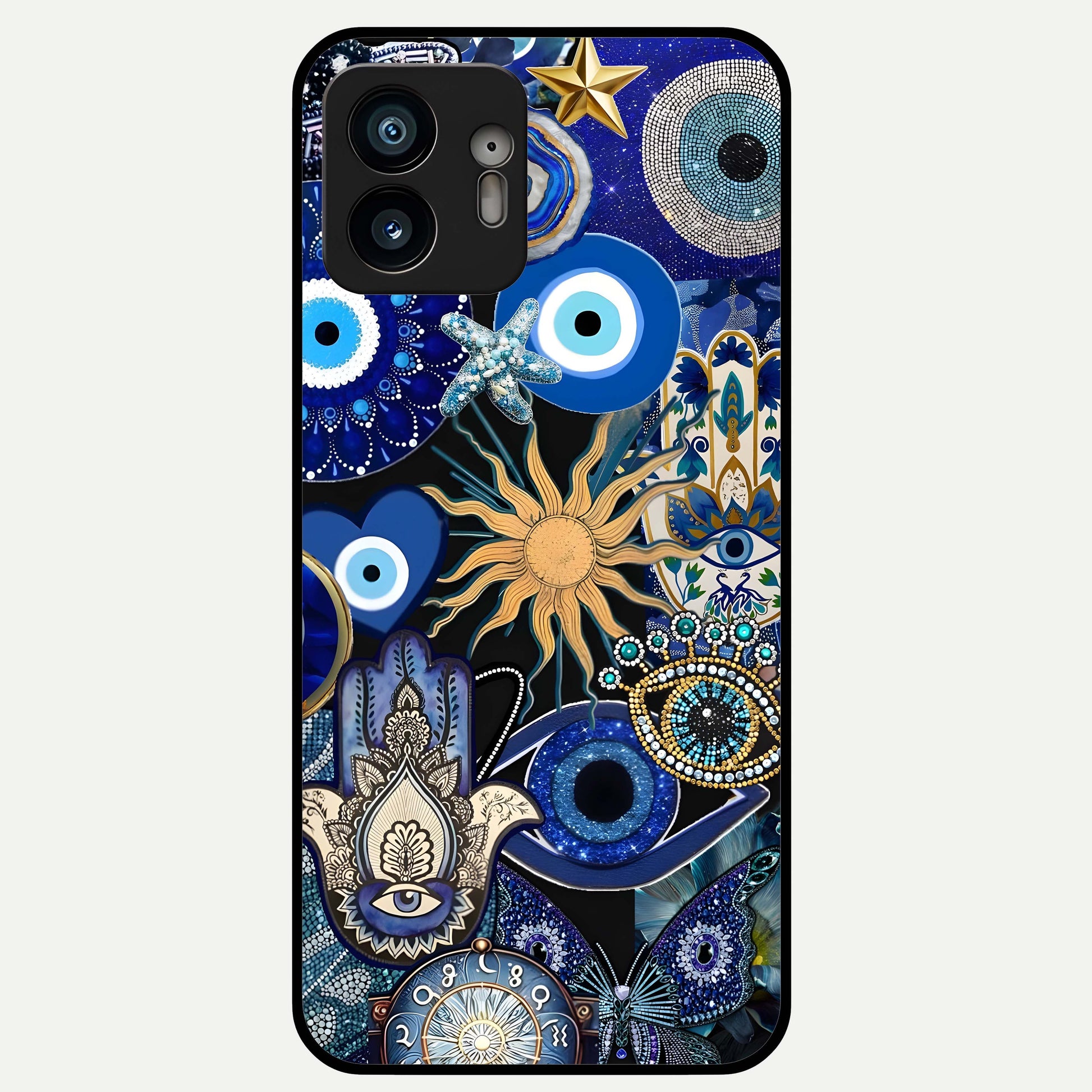  Mystic Blue Evil Eye Glass Case For Nothing Phone 2 back cover – full design glossy printed glass finish