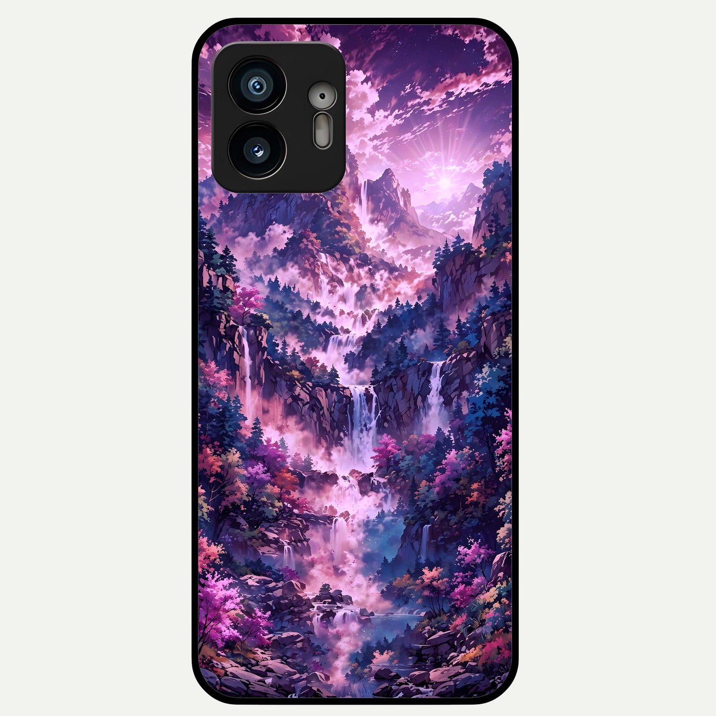  Mystic Cascade Peaks Glass Case For Nothing Phone 2 back cover – full design glossy printed glass finish