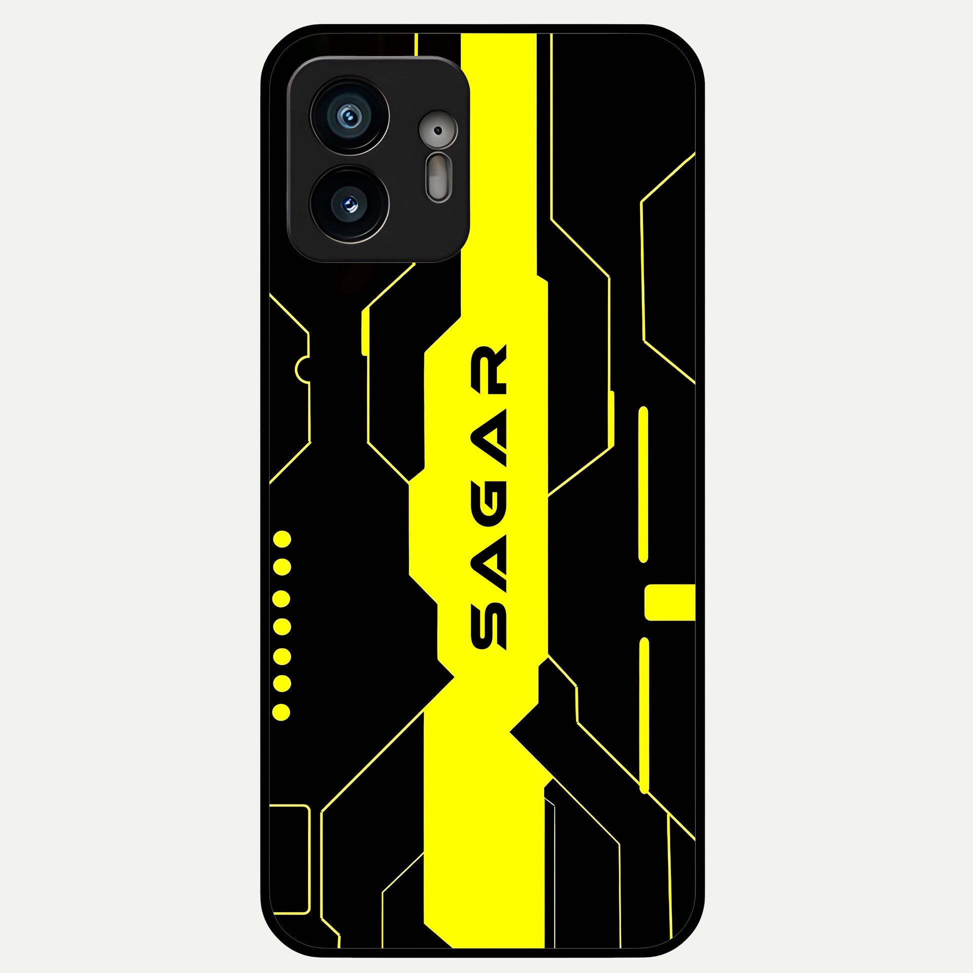  Neon CYBERPUNK Custom Name Glass Case For Nothing Phone 2 back cover – full design glossy printed glass finish