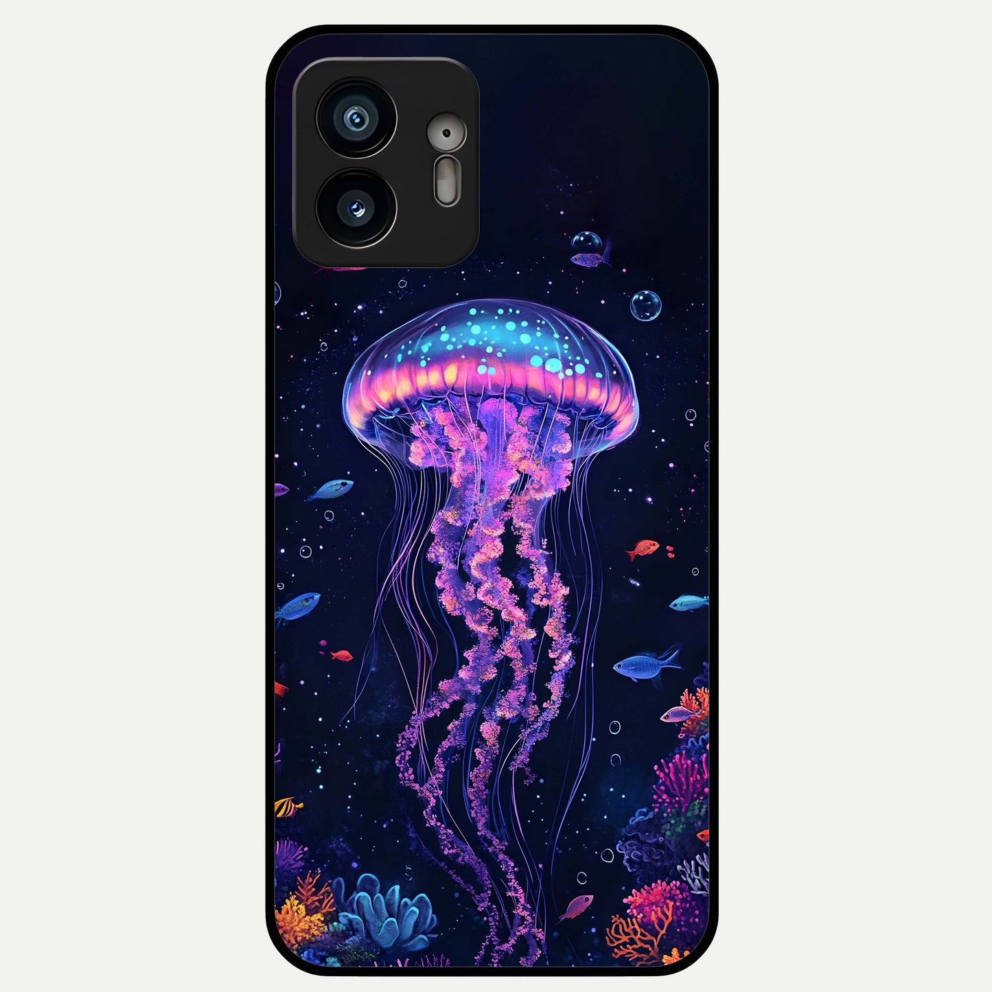  Neon Jellyfish Glass Case For Nothing Phone 2 back cover – full design glossy printed glass finish