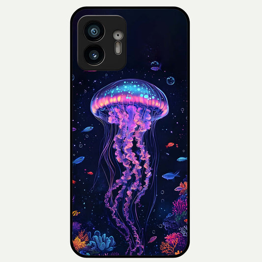  Neon Jellyfish Glass Case For Nothing Phone 2 back cover – full design glossy printed glass finish