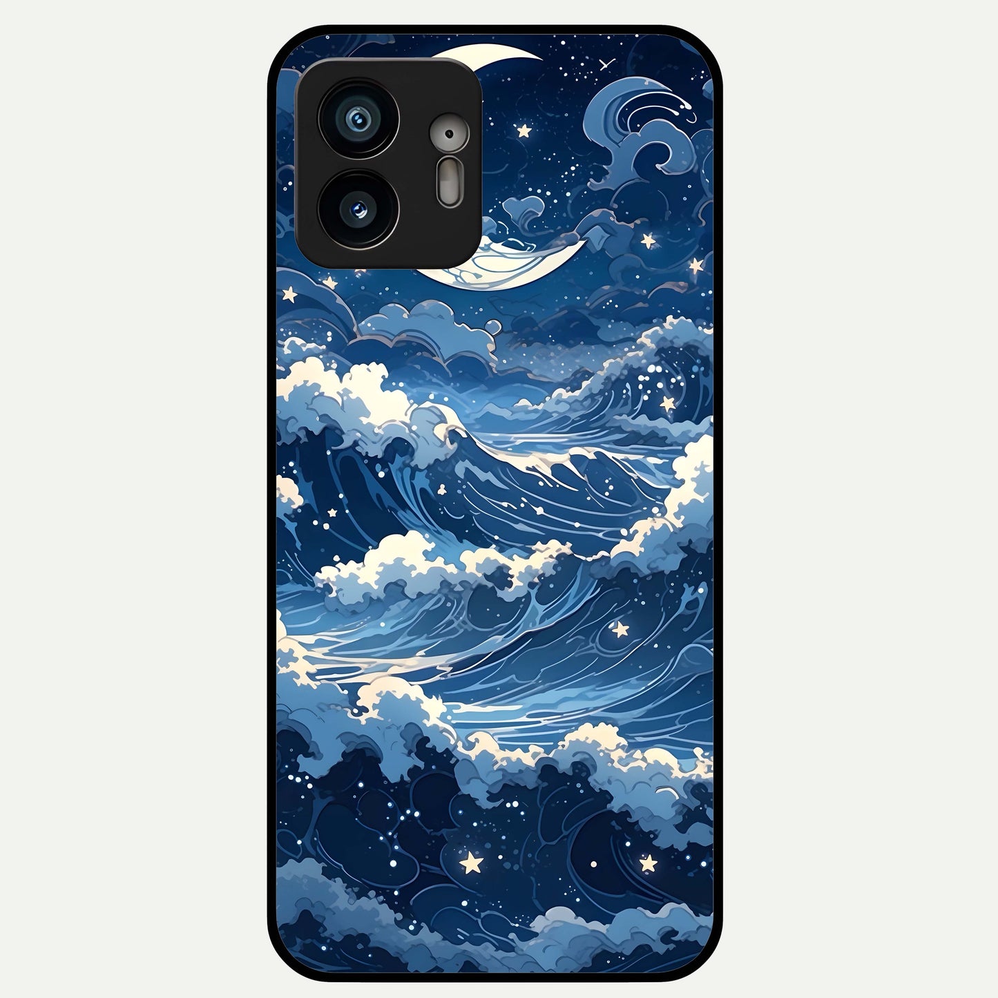  Ocean Moon Waves Glass Case For Nothing Phone 2 back cover – full design glossy printed glass finish