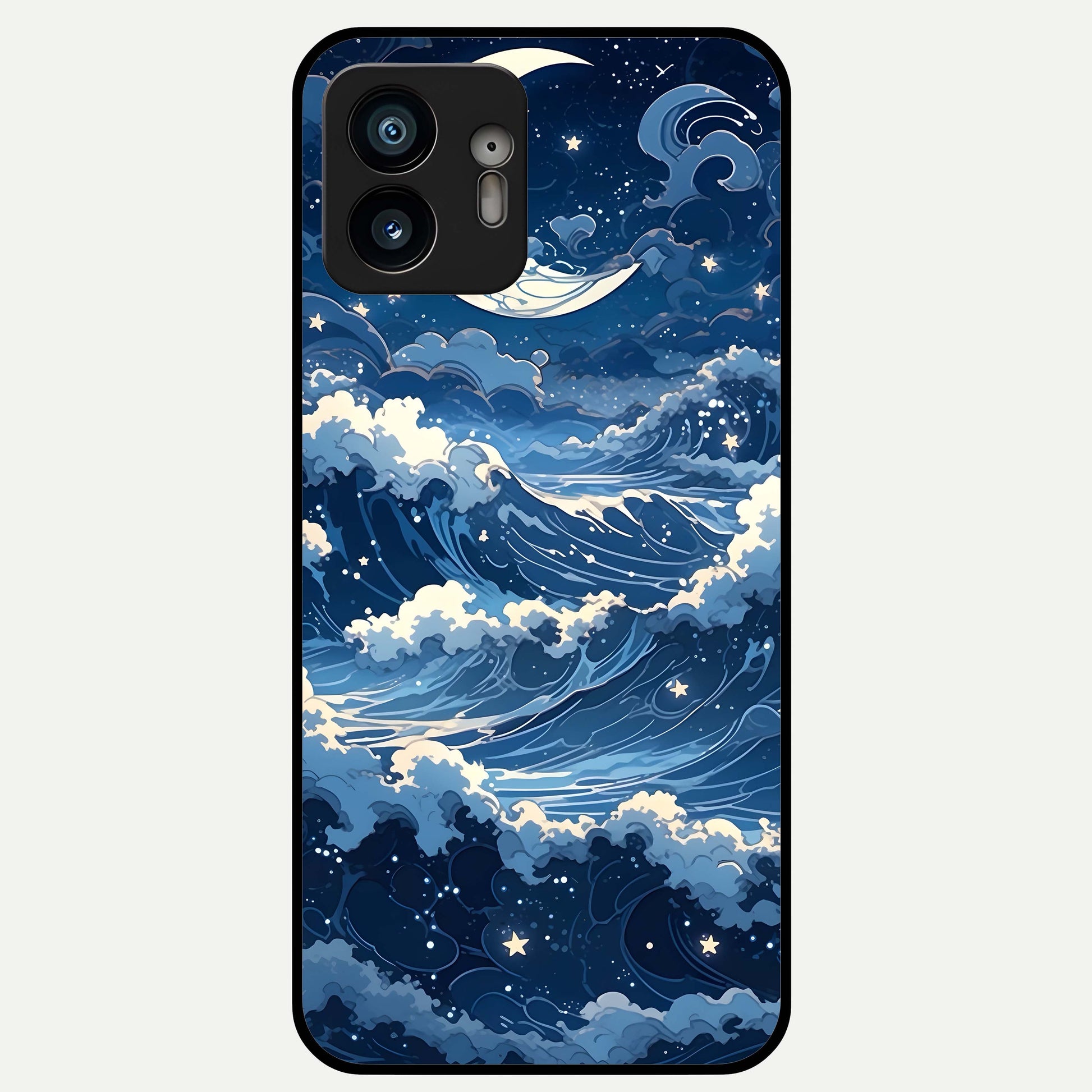  Ocean Moon Waves Glass Case For Nothing Phone 2 back cover – full design glossy printed glass finish