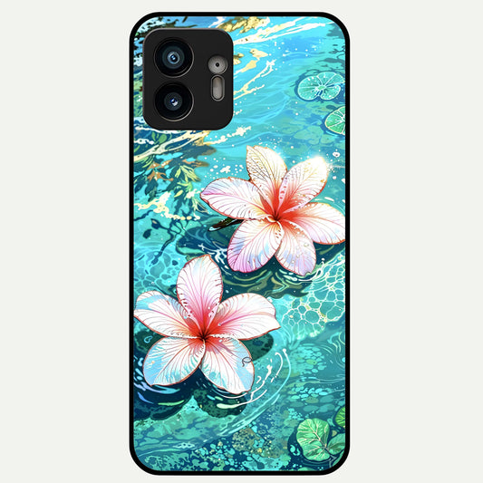  Pink Flowers in Water Glass Case For Nothing Phone 2 back cover – full design glossy printed glass finish