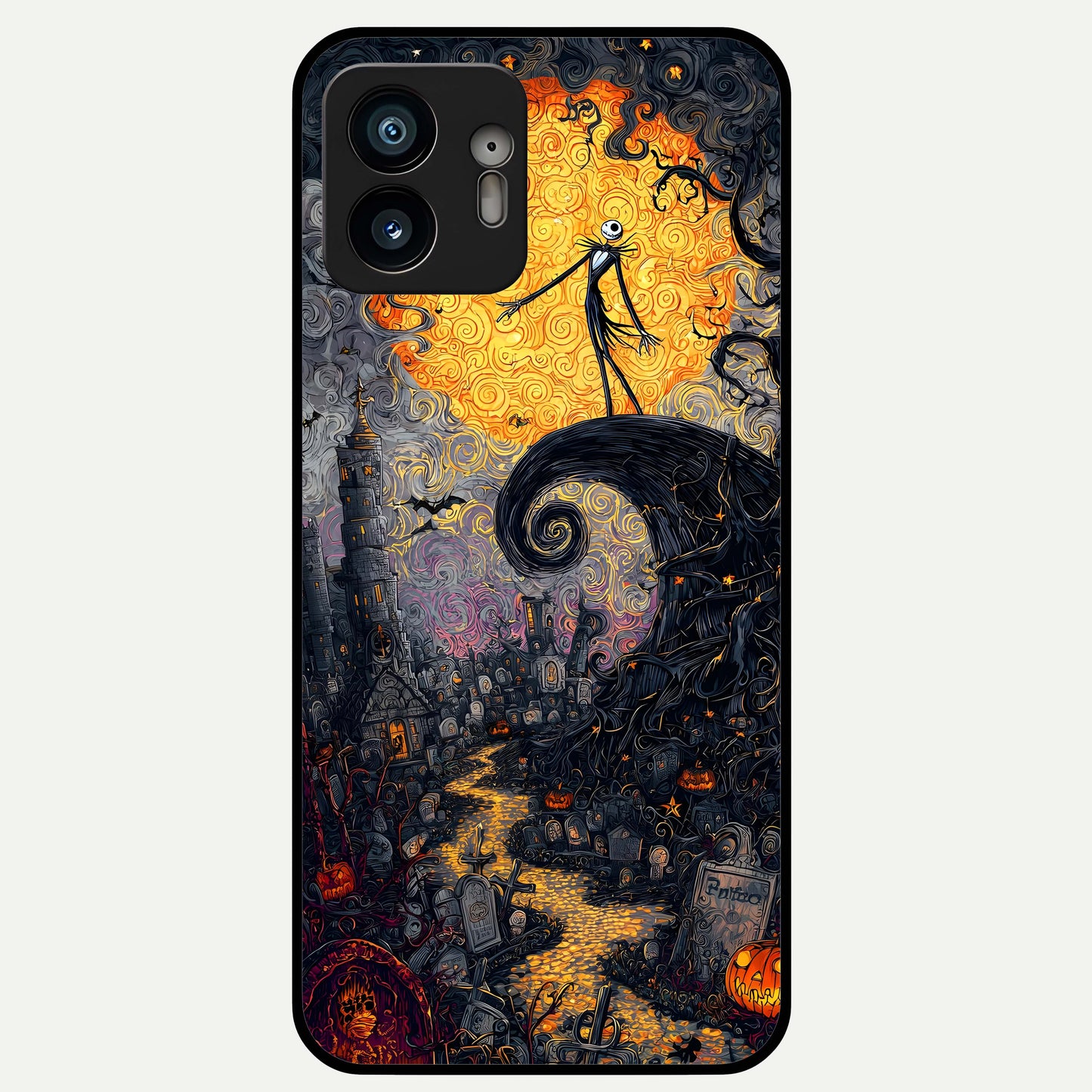  Pumpkin Moon Night Glass Case For Nothing Phone 2 back cover – full design glossy printed glass finish