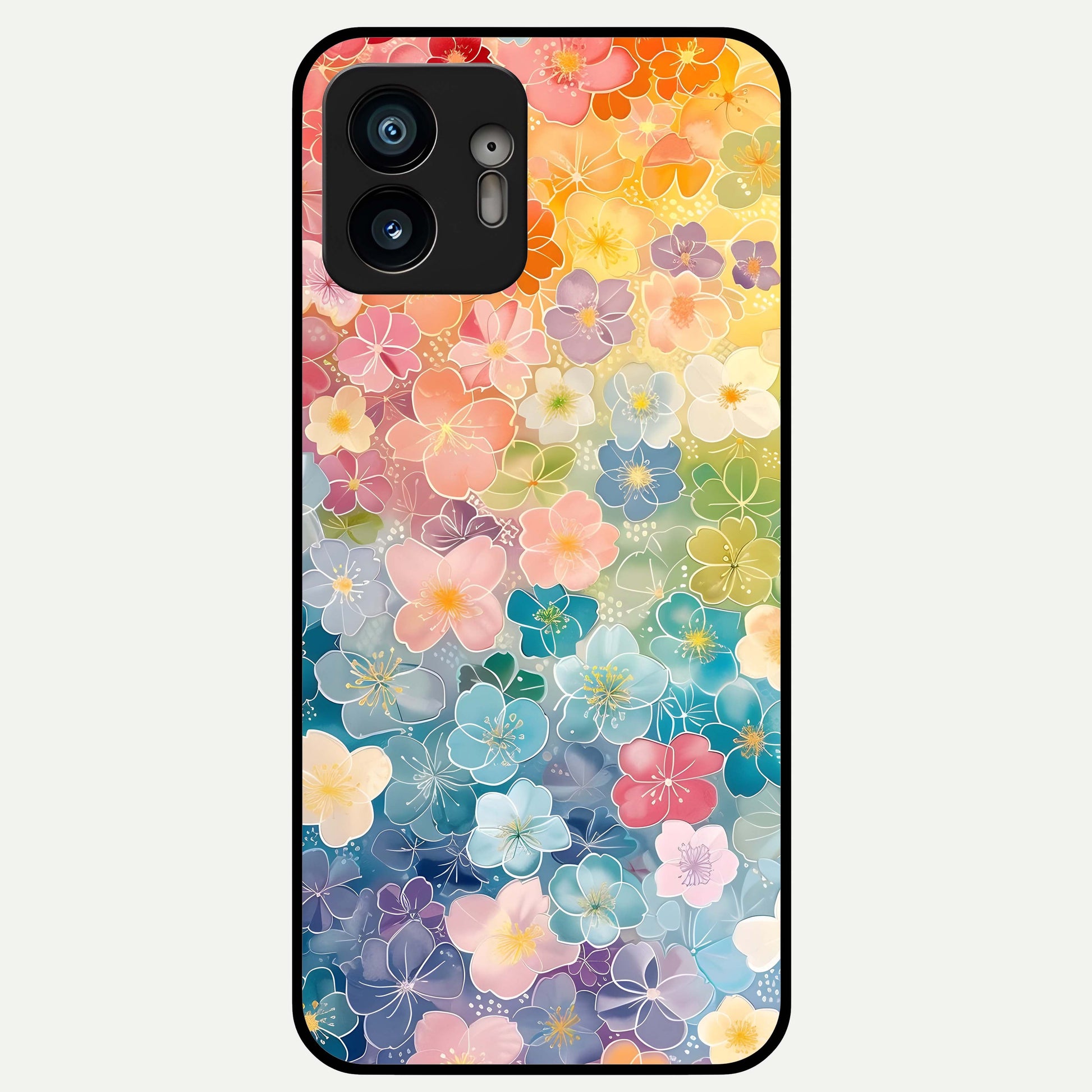  Rainbow Blossom Burst Glass Case For Nothing Phone 2 back cover – full design glossy printed glass finish