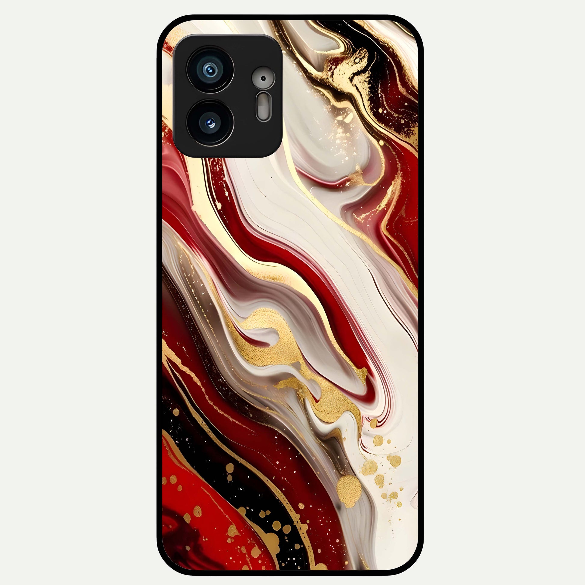  Red And White Marble Glass Case For Nothing Phone 2 back cover – full design glossy printed glass finish
