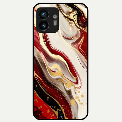  Red And White Marble Glass Case For Nothing Phone 2 back cover – full design glossy printed glass finish