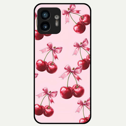  Red Cherries Pattern Glass Case For Nothing Phone 2 back cover – full design glossy printed glass finish