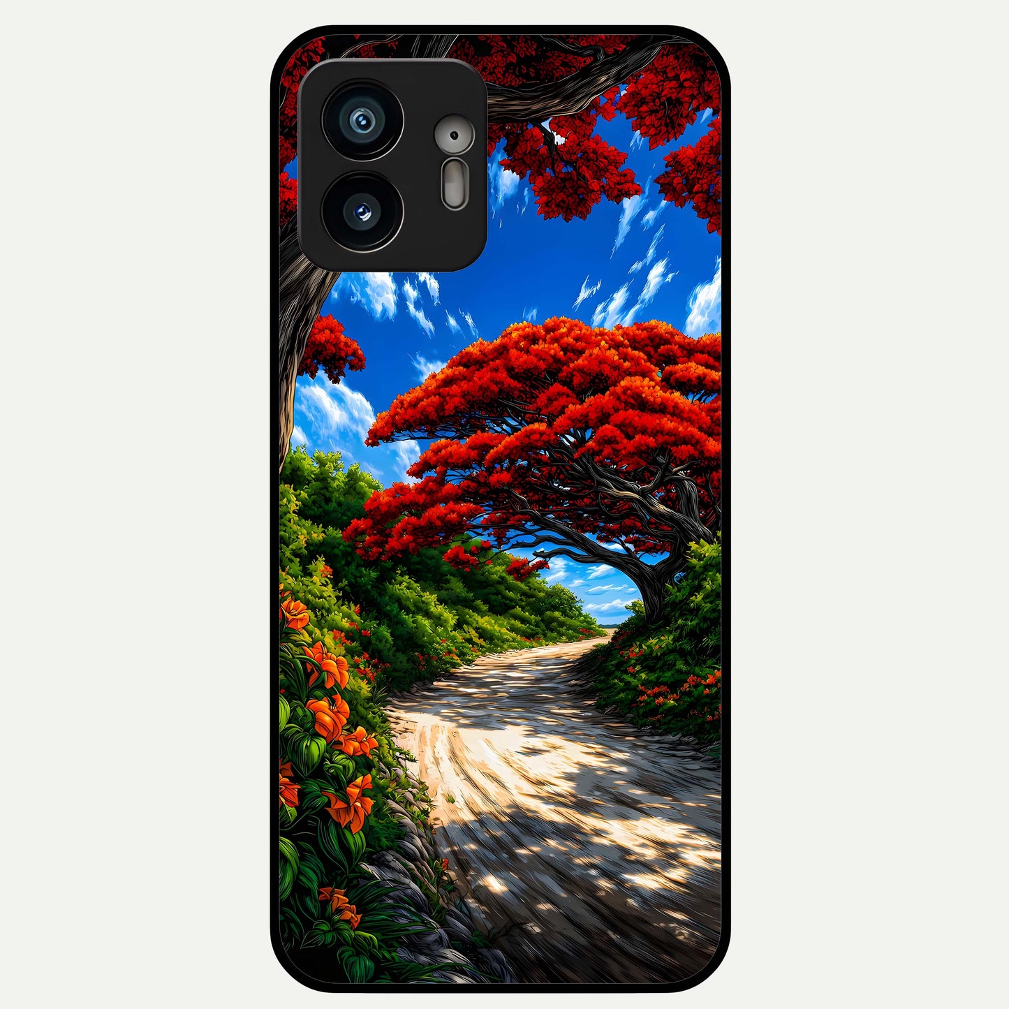  Red Trees Pathway Glass Case For Nothing Phone 2 back cover – full design glossy printed glass finish