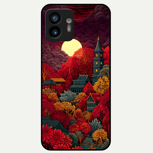  Scarlet Autumn Temple Glass Case For Nothing Phone 2 back cover – full design glossy printed glass finish