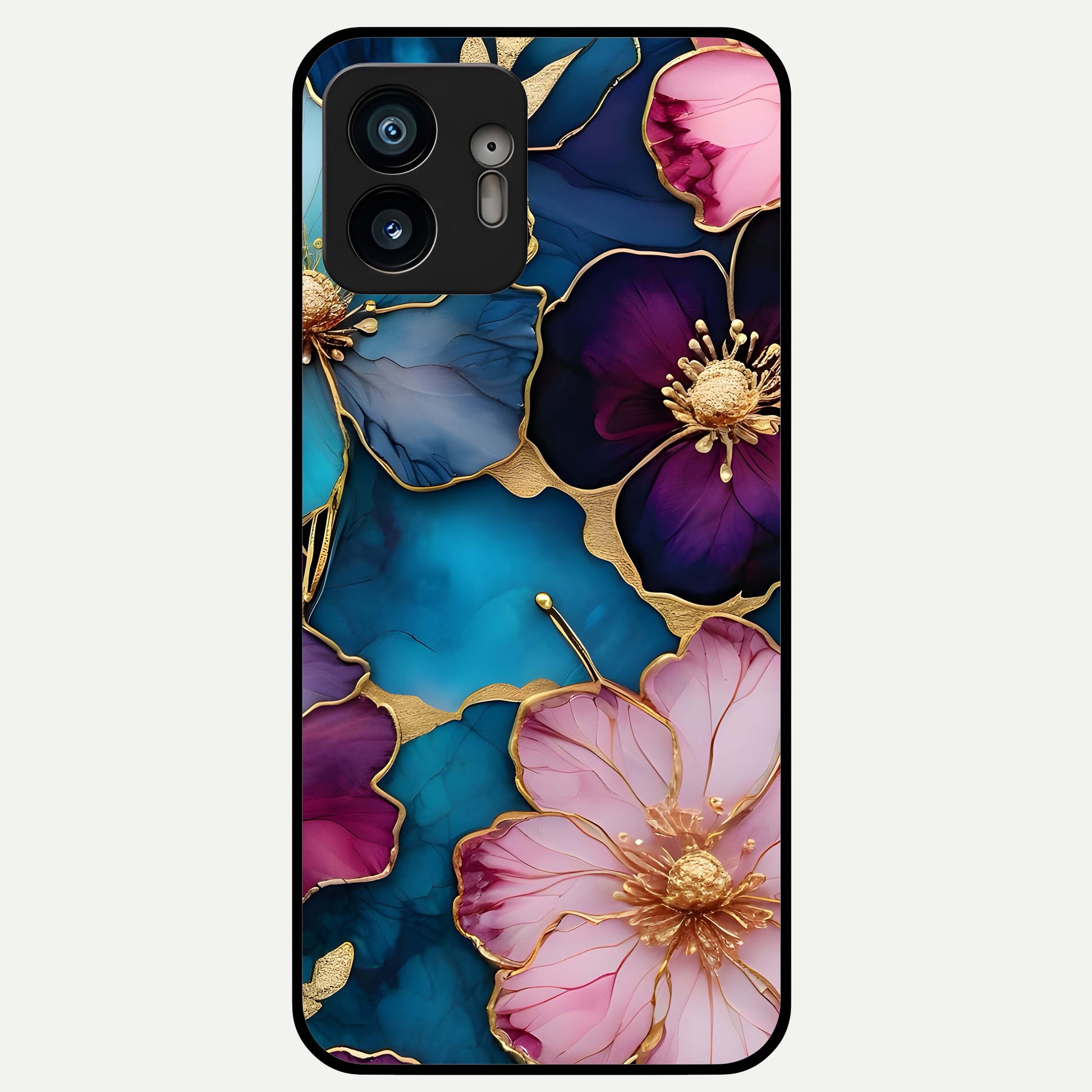  Sparkle Floral Glass Case For Nothing Phone 2 back cover – full design glossy printed glass finish