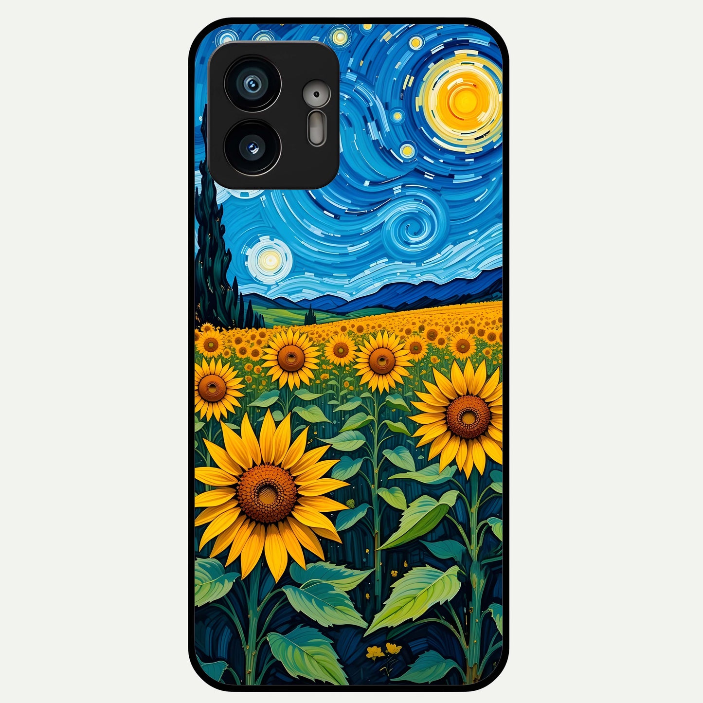  Starry Sunflower Dreams Glass Case For Nothing Phone 2 back cover – full design glossy printed glass finish