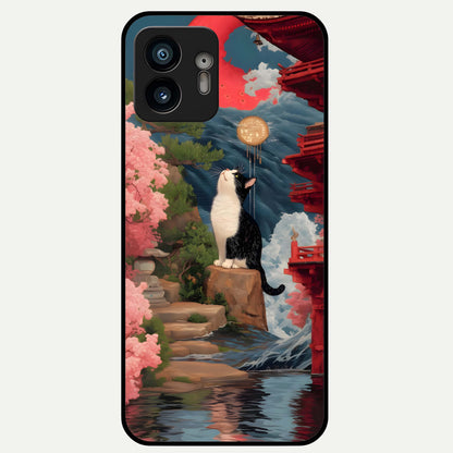  Temple Cat Scenery Glass Case For Nothing Phone 2 back cover – full design glossy printed glass finish