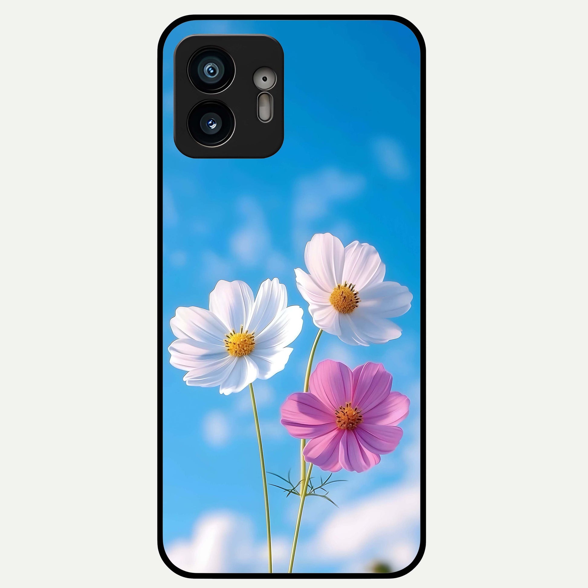  Tripple Flowers With Sky Glass Case For Nothing Phone 2 back cover – full design glossy printed glass finish