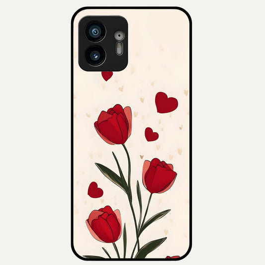  Tulip With Heart Glass Case For Nothing Phone 2 back cover – full design glossy printed glass finish