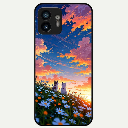  Two Cats Friends Glass Case For Nothing Phone 2 back cover – full design glossy printed glass finish