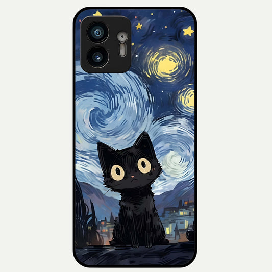 Van Gogh Cat Glass Case For Nothing Phone 2 back cover – full design glossy printed glass finish