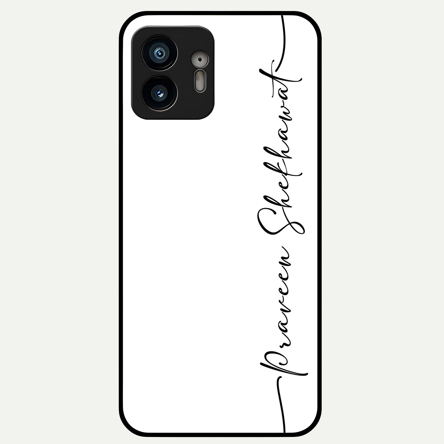  White Tune Custom Name Glass Case For Nothing Phone 2 back cover – personalized glossy printed glass finish