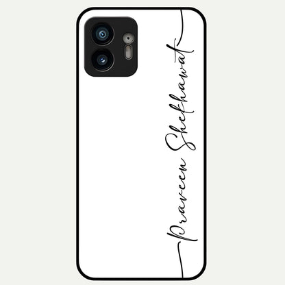  White Tune Custom Name Glass Case For Nothing Phone 2 back cover – personalized glossy printed glass finish