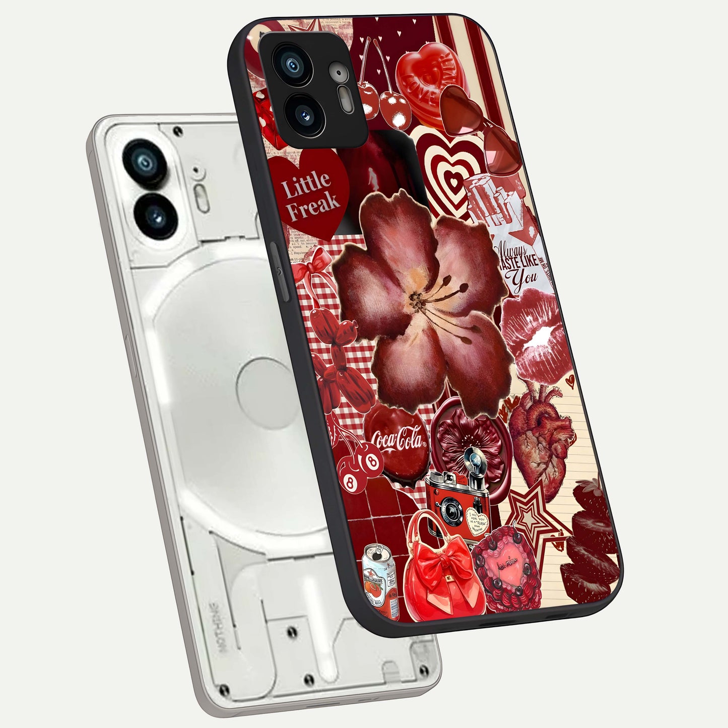  Aesthetic Little Freak phone case For Nothing Phone 2 showing premium glass back cover with detailed artwork