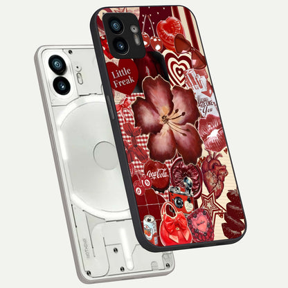  Aesthetic Little Freak phone case For Nothing Phone 2 showing premium glass back cover with detailed artwork