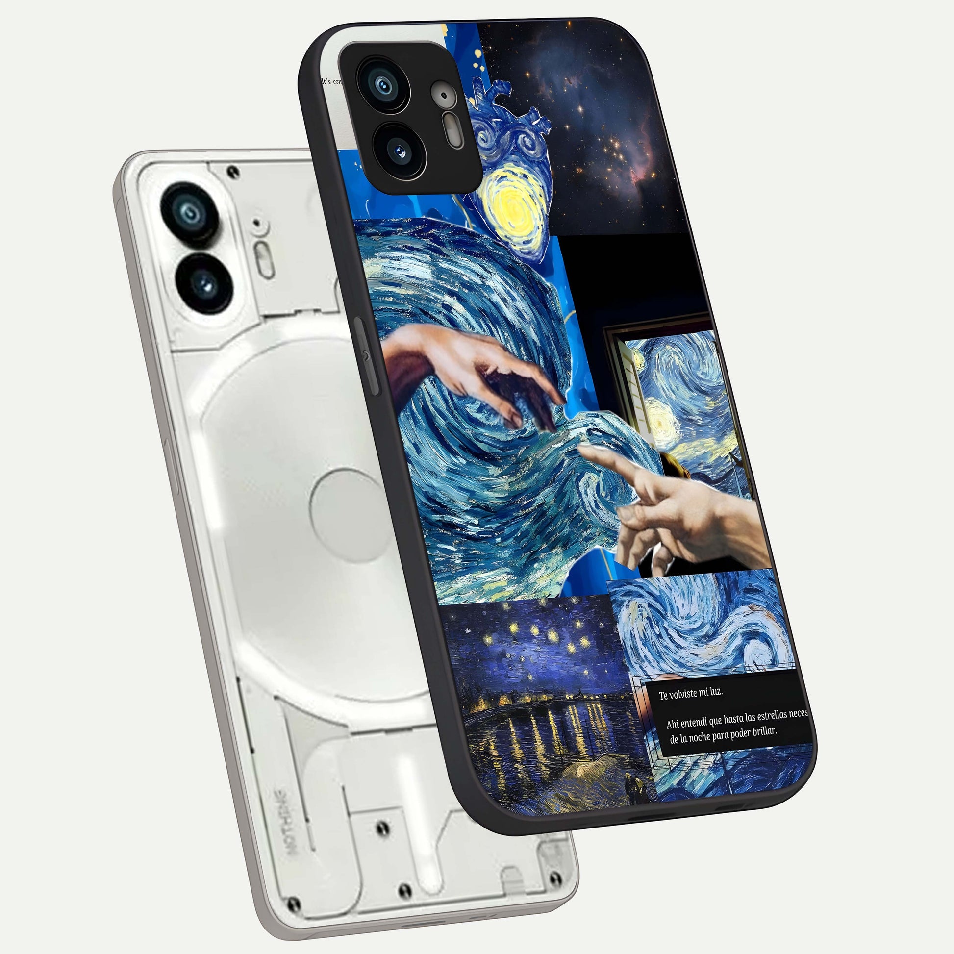  Aesthetic Vando Hands phone case For Nothing Phone 2 showing premium glass back cover with detailed artwork