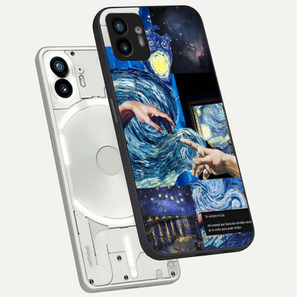  Aesthetic Vando Hands phone case For Nothing Phone 2 showing premium glass back cover with detailed artwork