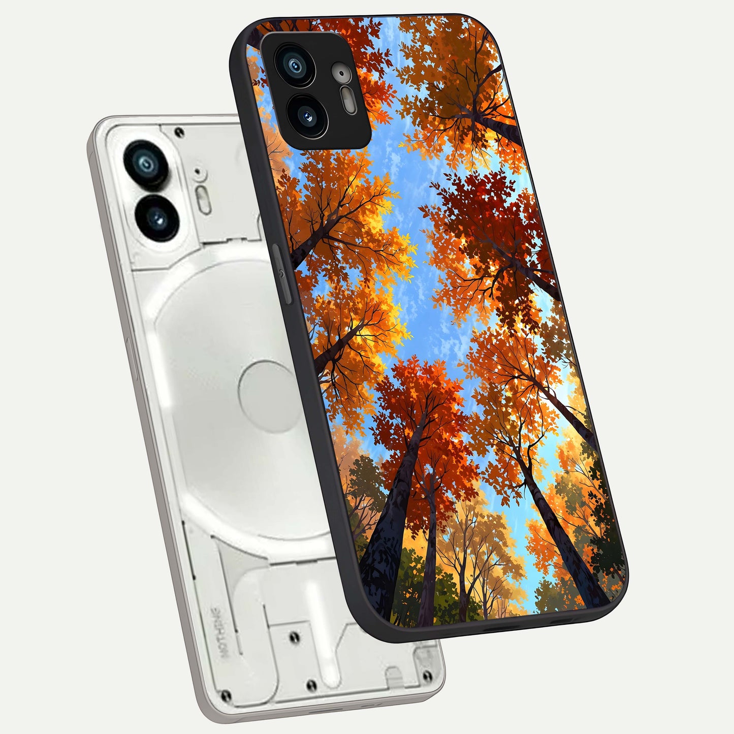  Autumn Sky Rise phone case For Nothing Phone 2 showing premium glass back cover with detailed artwork