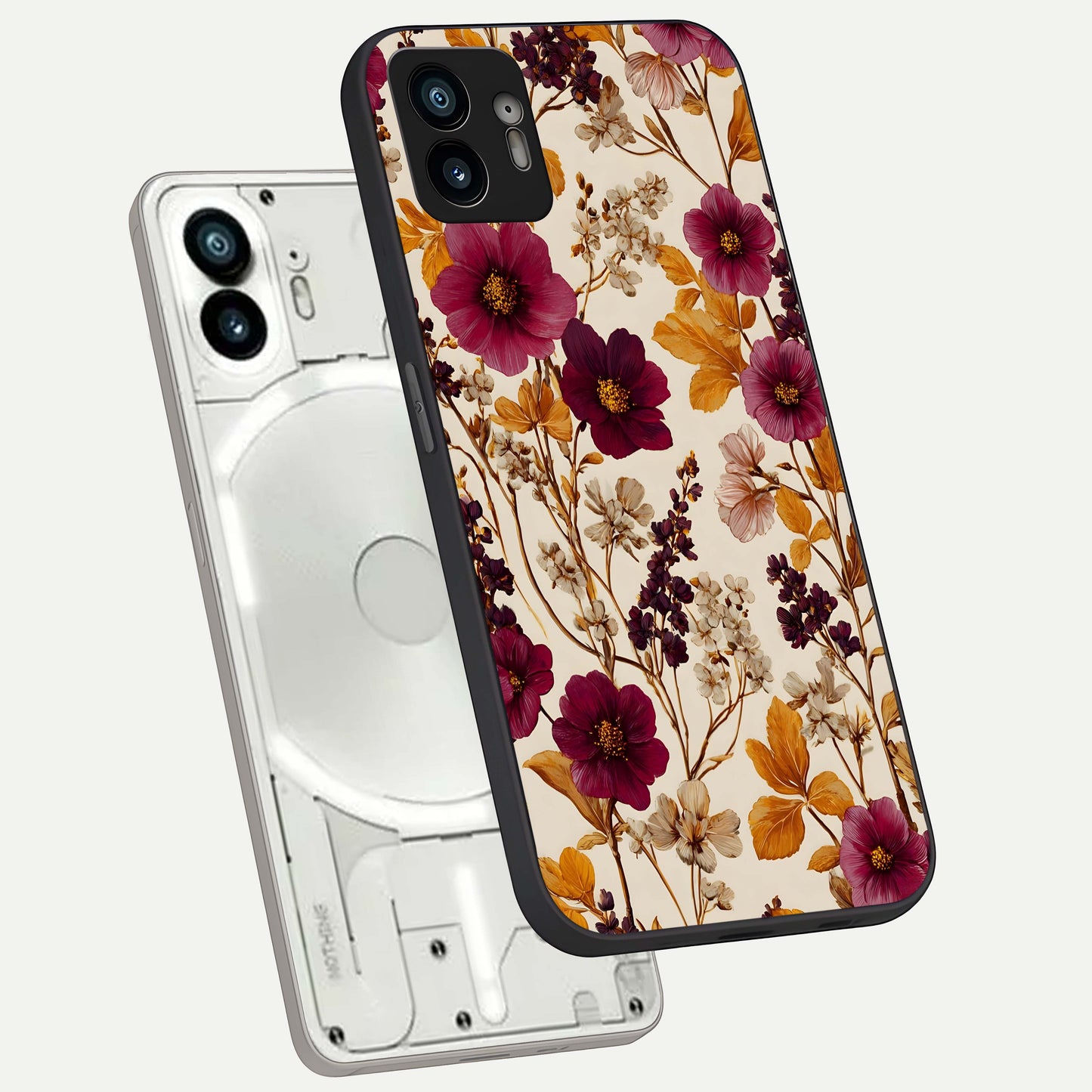  Autumn Wine Bloom phone case For Nothing Phone 2 showing premium glass back cover with detailed artwork