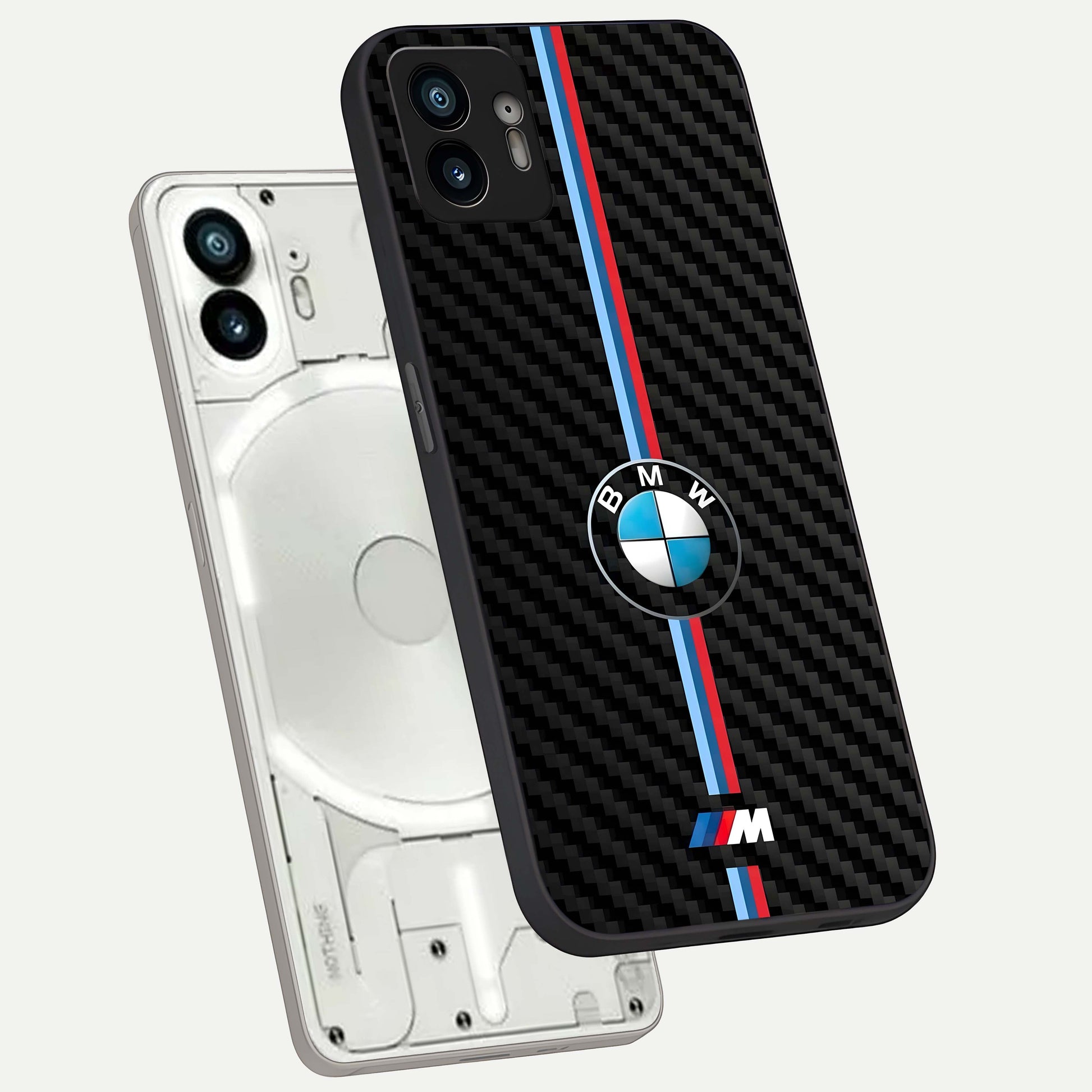  BMW Pattern phone case For Nothing Phone 2 showing premium glass back cover with detailed artwork