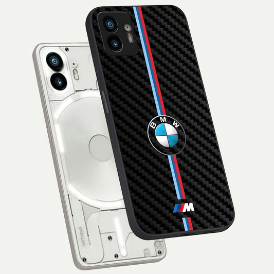  BMW Pattern phone case For Nothing Phone 2 showing premium glass back cover with detailed artwork