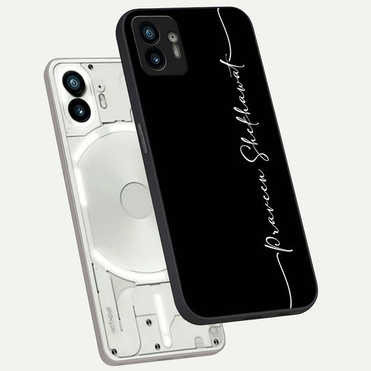  Black Tune Custom Name phone case For Nothing Phone 2 showing premium glass back cover with detailed artwork