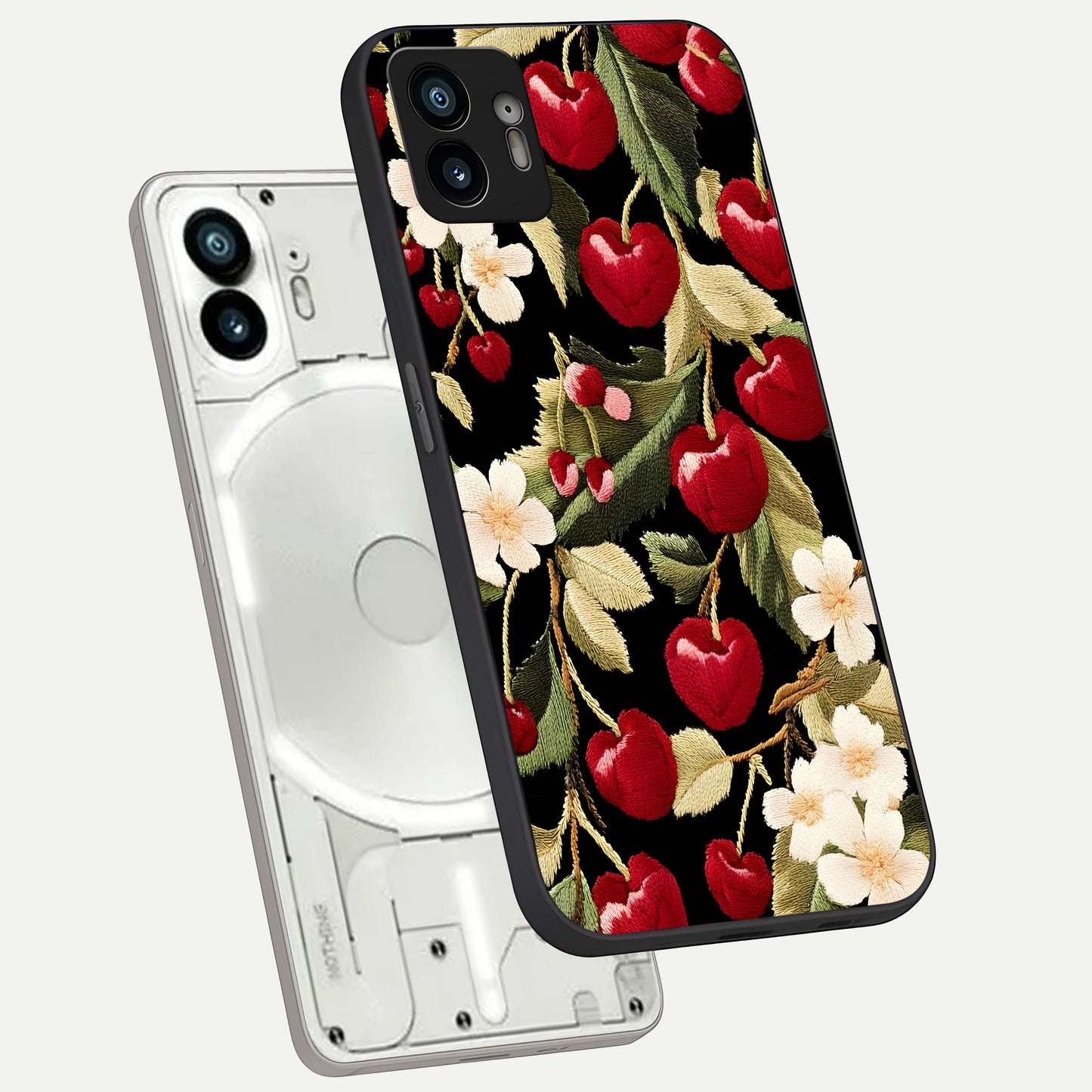  Blooming Water Drift phone case For Nothing Phone 2 showing premium glass back cover with detailed artwork