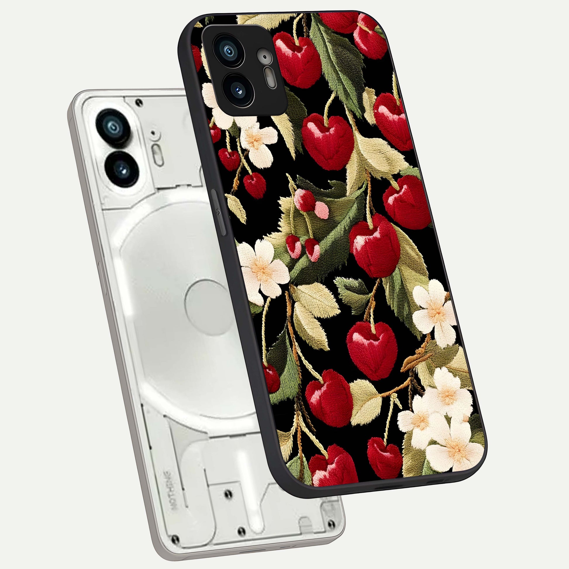  Blooming Water Drift phone case For Nothing Phone 2 showing premium glass back cover with detailed artwork
