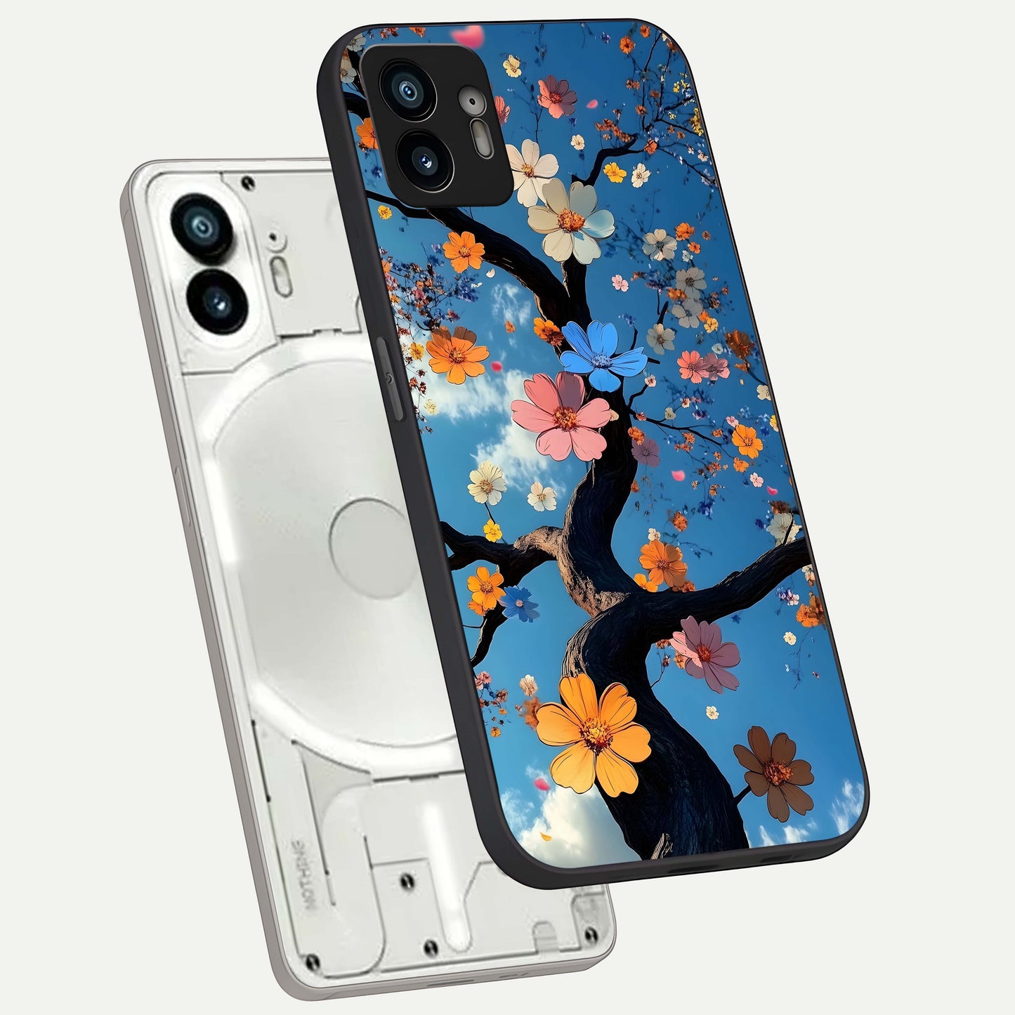  Blossom Dream Sky phone case For Nothing Phone 2 showing premium glass back cover with detailed artwork