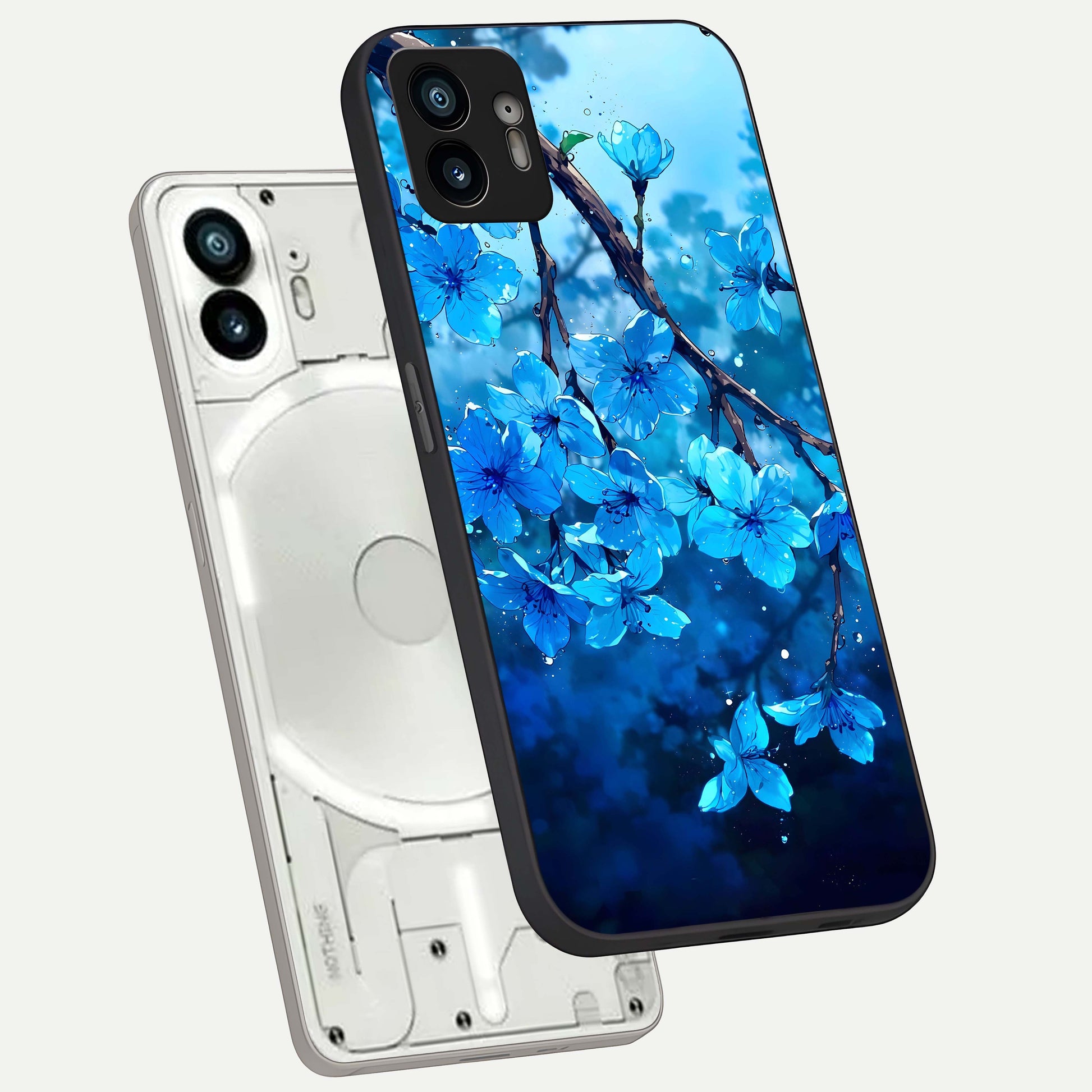  Blue Blossoms Branch phone case For Nothing Phone 2 showing premium glass back cover with detailed artwork