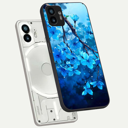  Blue Blossoms Branch phone case For Nothing Phone 2 showing premium glass back cover with detailed artwork