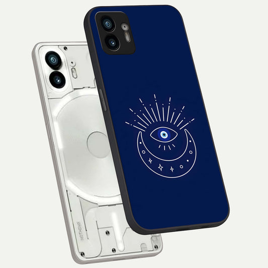  Blue Evil Eye phone case For Nothing Phone 2 showing premium glass back cover with detailed artwork